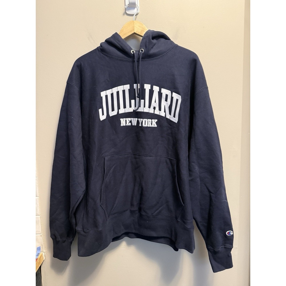 Julliard Champion 1991 Embroidered Hooded NEW YORK Navy Blue Size XL Unisex